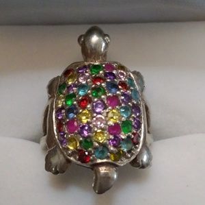 Silver 925 turtle ring with multiple stone.